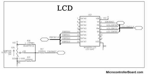 LCD CONNECTION to the EDUPIC development board